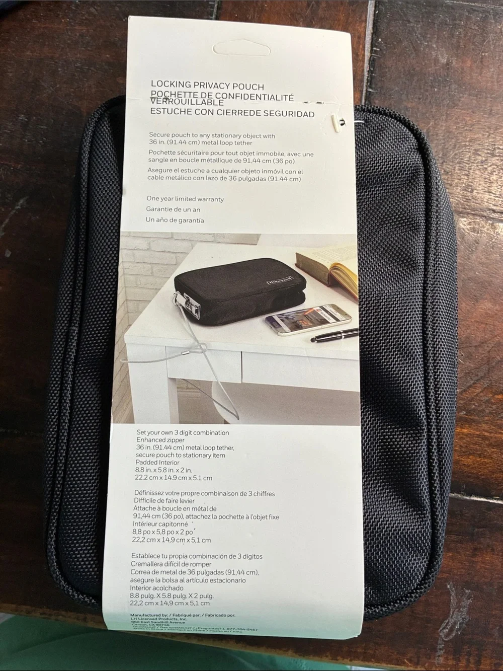 Black Locking Privacy Pouch with Combination Lock